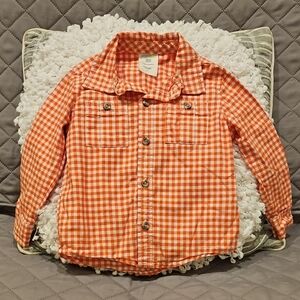 Wonderkids Classic  Orange and White Button Down Gingham Shirt
